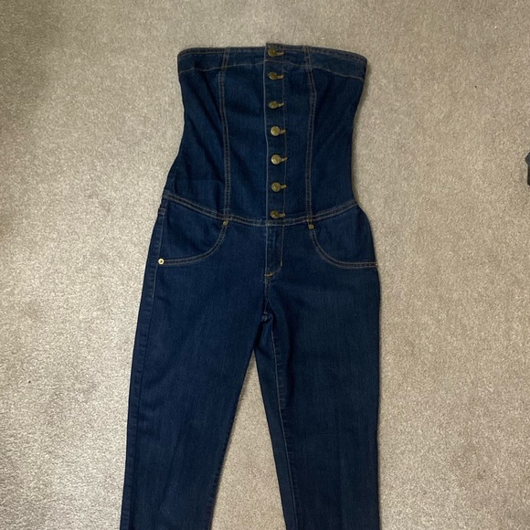 Good Time USA Jean Dark Wash Jumpsuit - Picture 2 of 5